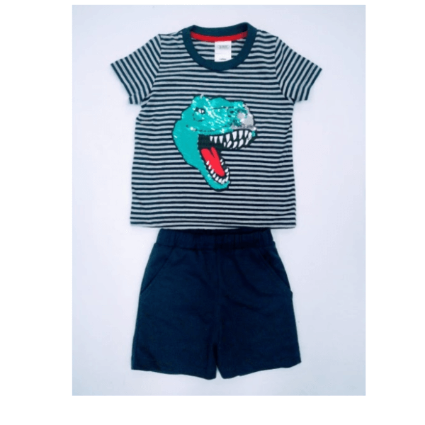 Dinosaur Embroidered Set Of Shorts And T-shirt For Toddlers